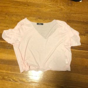 Blush pink cropped T